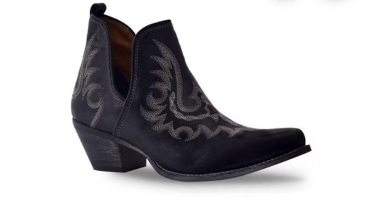 MYRA Lasso Lace Stitched Leather Black Boots