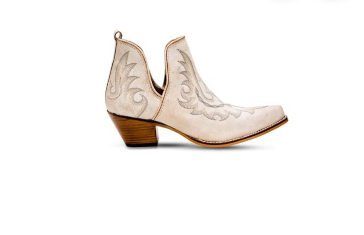 MYRA White Yipple Western Leather Boot