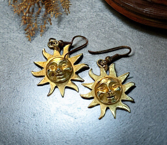 Brass Hindu Deity Sun Earrings