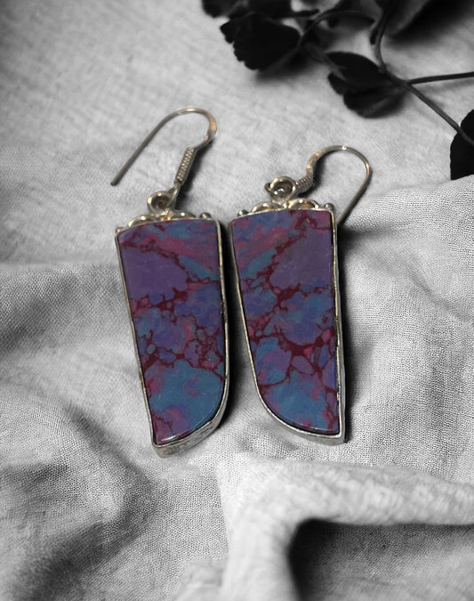 Copper Purple Turquoise Earrings