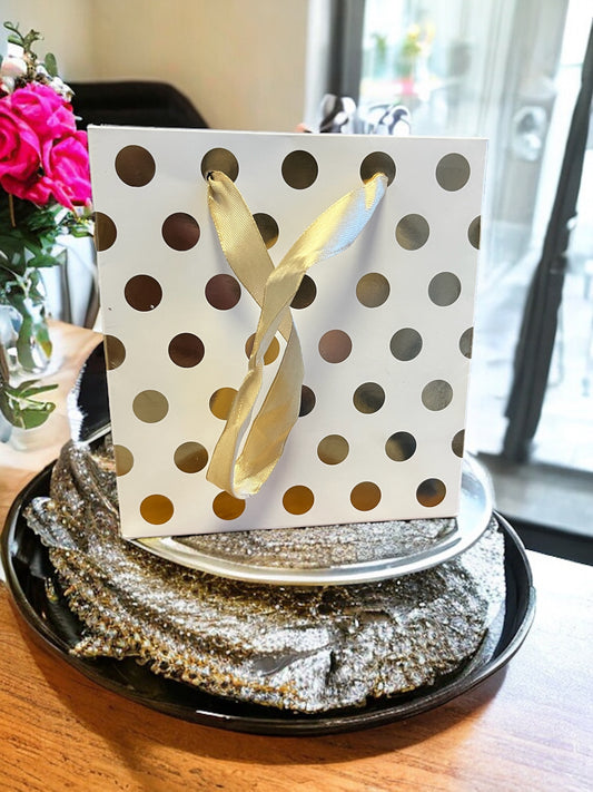White with Gold Dots Gift Bag
