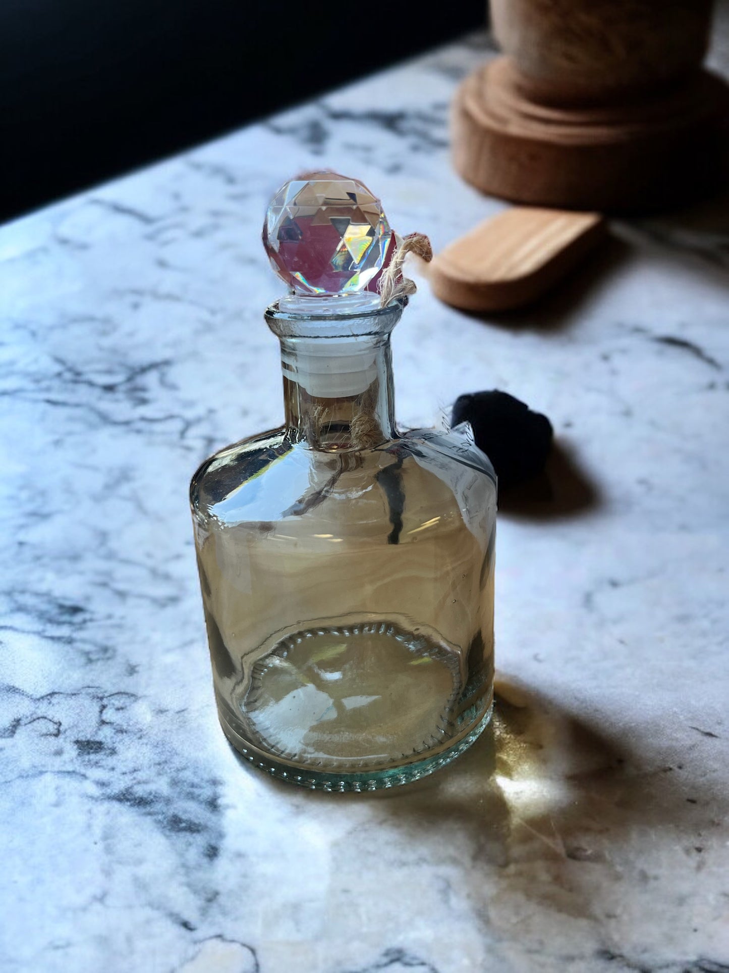 Decorative Glass Accent Bottle with Glass Stopper