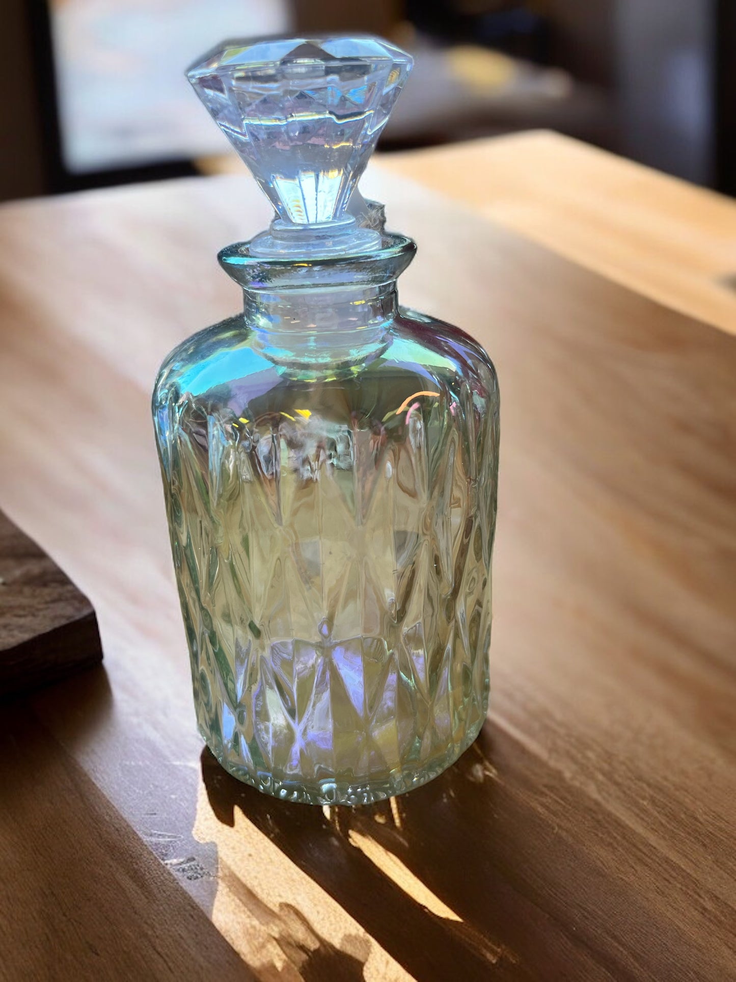Decorative Glass Accent Bottle with Glass Stopper