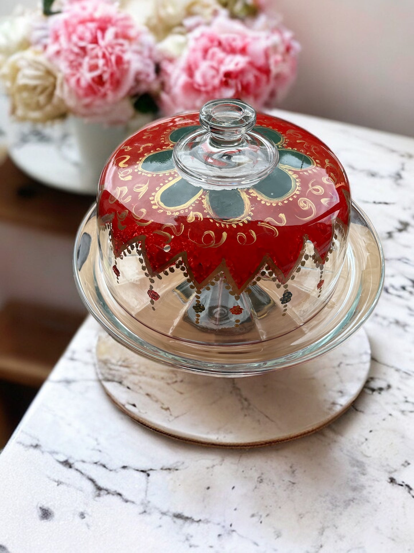 Handpainted Decorative Standing Cake Plate
