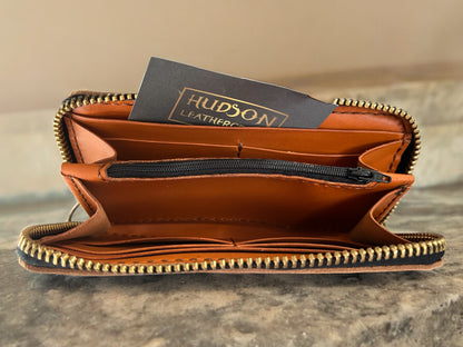 Teak Leather Wristlet Clutch Wallet