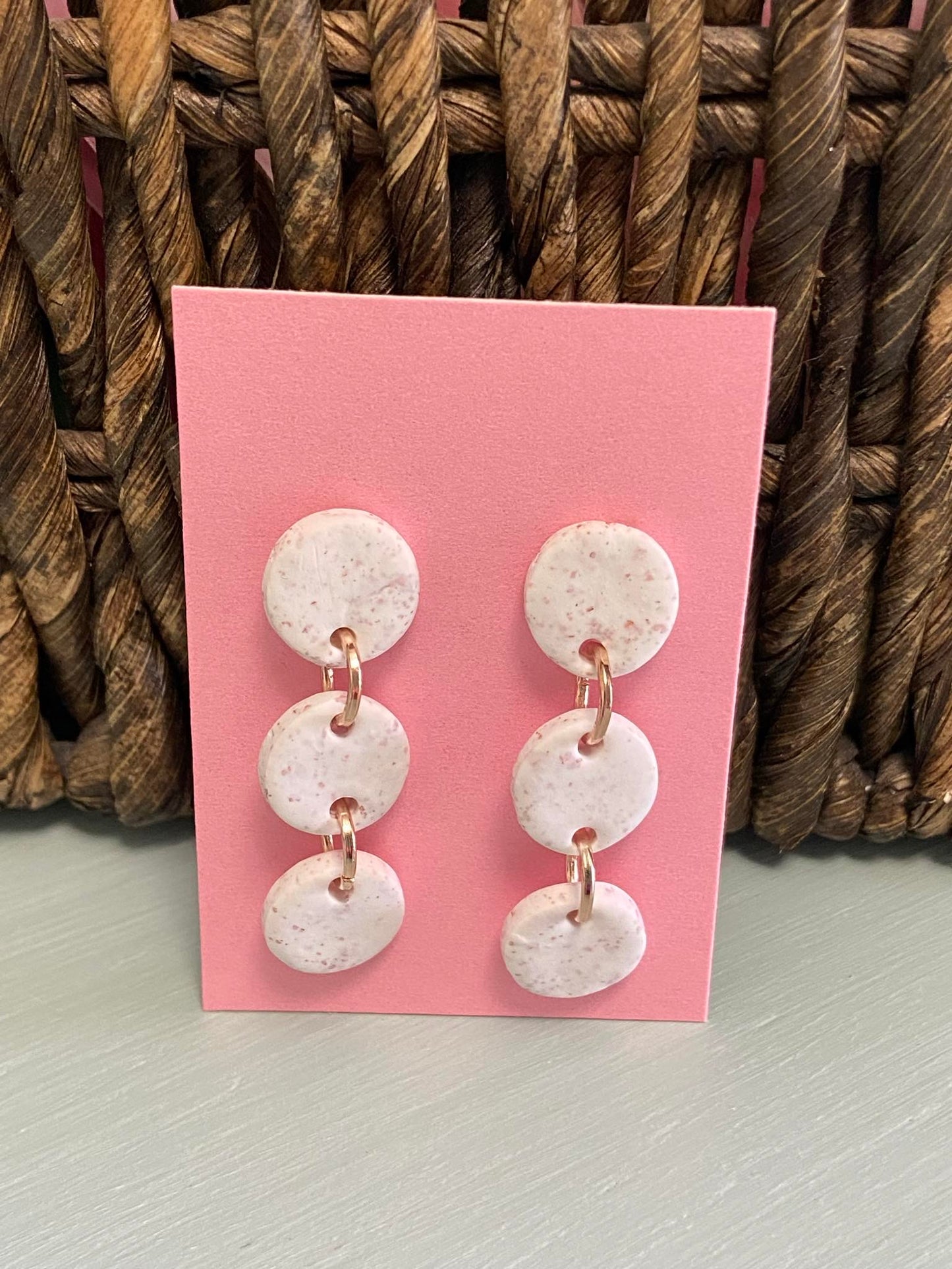 White Wee Bits Drop Polymer Clay Earrings