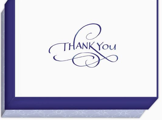 Royal Blue Trimmed Thank You Cards