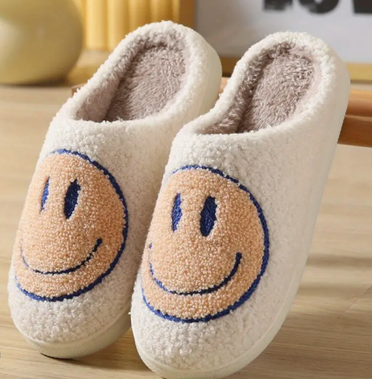 Smiley Face Plush Slippers