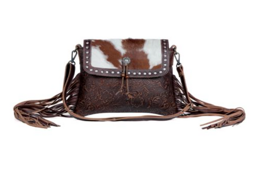MYRA Carved Blossom Leather + Hairon Bag S-3339