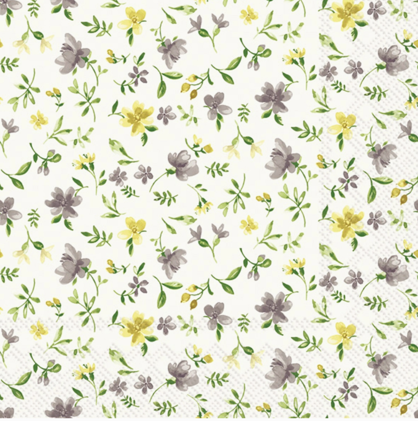 Floral Grey + Yellow Cocktail Napkins